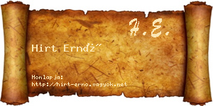 Hirt Ernő névjegykártya
